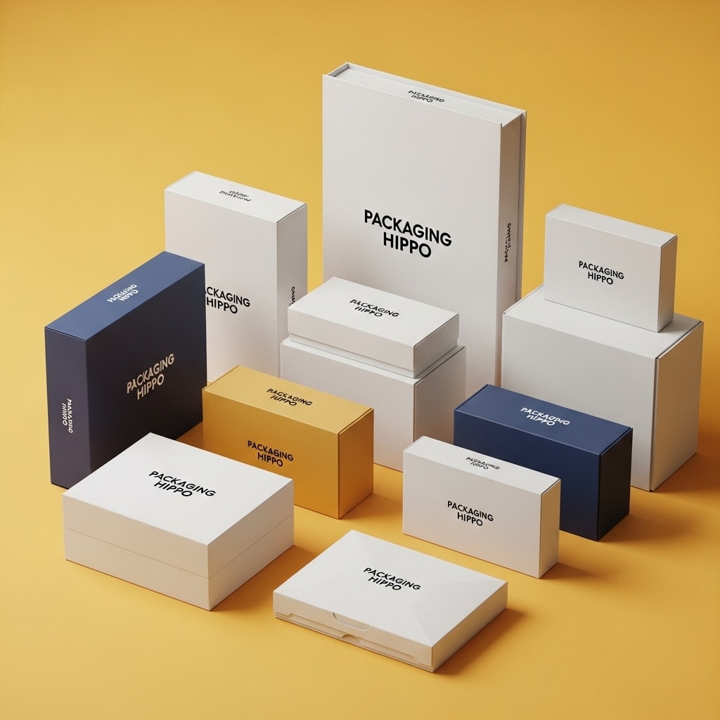 Custom Packaging Boxes on Yellow Background Custom Packaging Boxes on Yellow Background