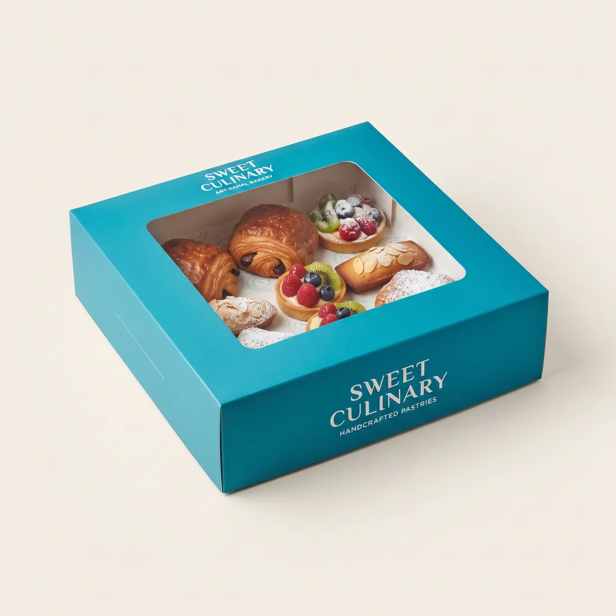 Custom Blue Bakery Boxes by Packaging Hippo