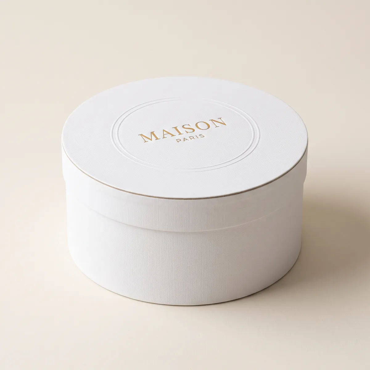 Custom White Round Box by Packaging Hippo